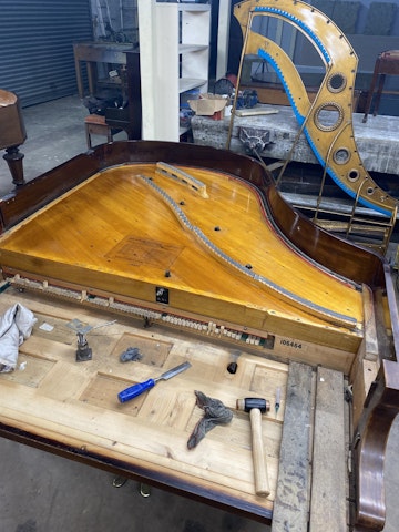 Removal of Bluthner grand piano wrest plank - this is essential for longevity and tuning stability