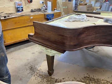 Restoration of rosewood casework on Steinway O grand